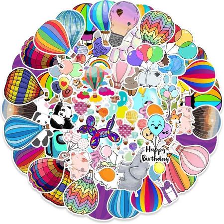 Winkrs | Ballonenstickers | Ballon | vrolijke stickers |  50 stuks voor laptop, muur, journal, etc.